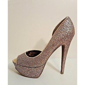 Betsey Johnson Multi-color Glitter Snackss Heels.